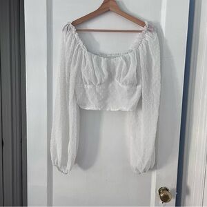 SHEIN white long sleeve crop top
